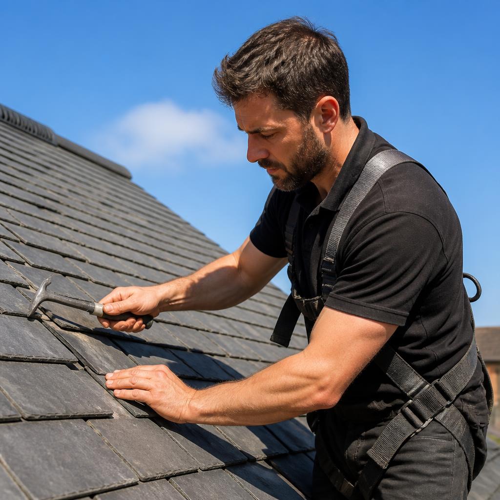 Roofing & Gutters tradesperson from The CC Maintenance Ltd at work